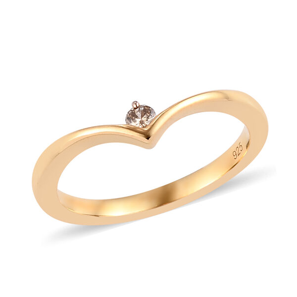 Champagner Diamant Ring 925 Silber 585 Vergoldet image number 5