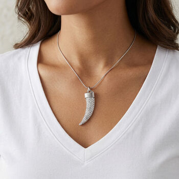 Wei&szlig;er Kristall-Dolch-Halskette Silberton, 70cm