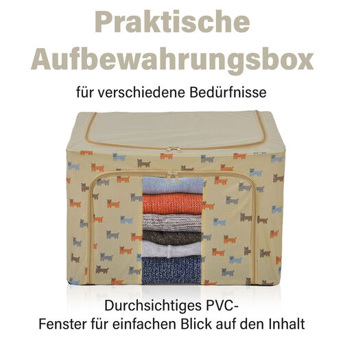 Faltbare Aufbewahrungsbox aus Stoff, 66 Liter offen, Größe 50x40x33cm gefaltet, Beige image number 1