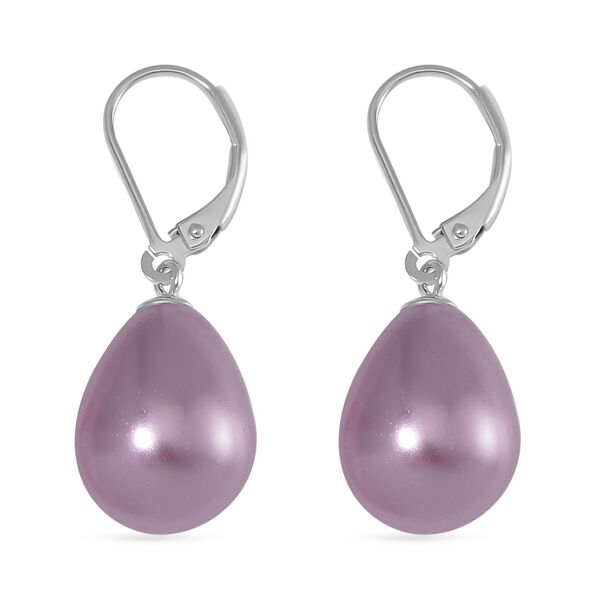 Lila Muschelkernperle Ohrringe 925 Silber rhodiniert image number 4