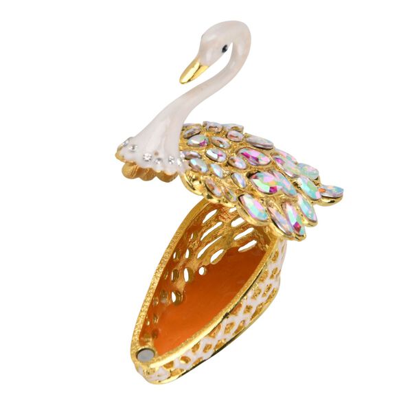 "Item#6015 Swan Trinket Storage Box Material:metal& synthetic crystal color: White size: 9.5*5*5.5CM" image number 5