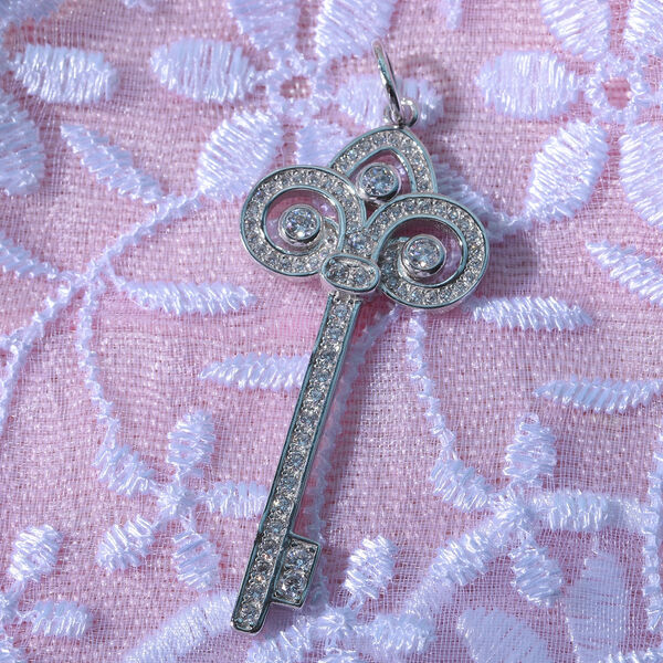 Weißer Zirkonia Anhänger 925 Silber rhodiniert image number 1