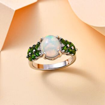 AA nat&uuml;rlicher, &auml;thiopischer Welo Opal, Zirkon und Chromdiopsid-Ring - 2,74 ct.