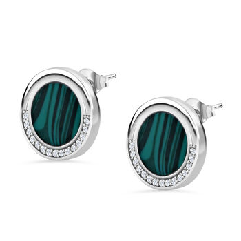 LUSTRO STELLA Malachit und Zirkonia Ohrringe - 5,27 ct.