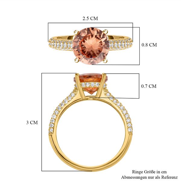 Champagner und wei&szlig;er Zirkonia Ring, Messing (Gr&ouml;&szlig;e 16.00) ca. 6.55 ct image number 7