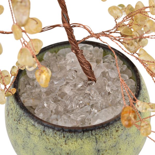 " 168pcs beads Gemstone tree,  Size about : 18cm tall, ceramic bowl:7x7x6cm, Weight about: 357g, Material: Stone+ ceramic Color: Citrine, Yellow " image number 4