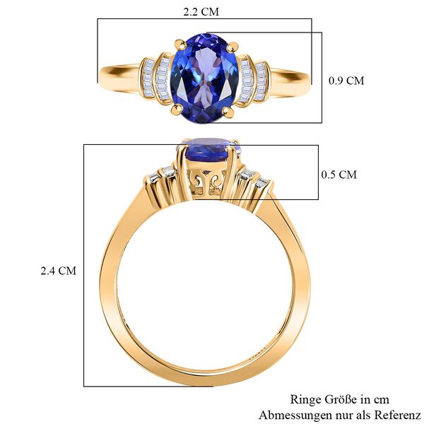 AA Tansanit und I2-I3 Diamant Ballerina Ring in 585 Gold - 1,78 ct. image number 5