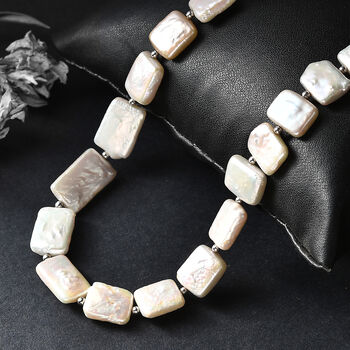 Wei&szlig;e S&uuml;&szlig;wasser Perle Halskette ca. 45 cm 925 Silber rhodiniert