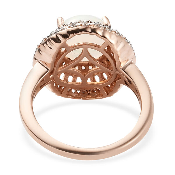 Nat&uuml;rlicher &Auml;thiopischer Opal und Brauner Zirkon Ring 925 Silber ros&eacute;vergoldet  ca. 2,17 ct image number 8
