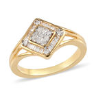 Weißer Diamant P Ring 925 Silber Vermeil YG ca. 0,26 ct. image number 3
