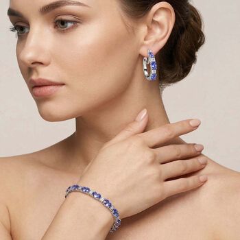 D'Joy Tansanit und Moissanit 19cm Armband und Ohrringe
