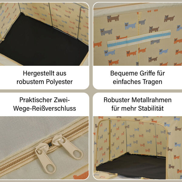 Faltbare Aufbewahrungsbox aus Stoff, 66 Liter offen, Gr&ouml;&szlig;e 50x40x33cm gefaltet, Beige image number 4