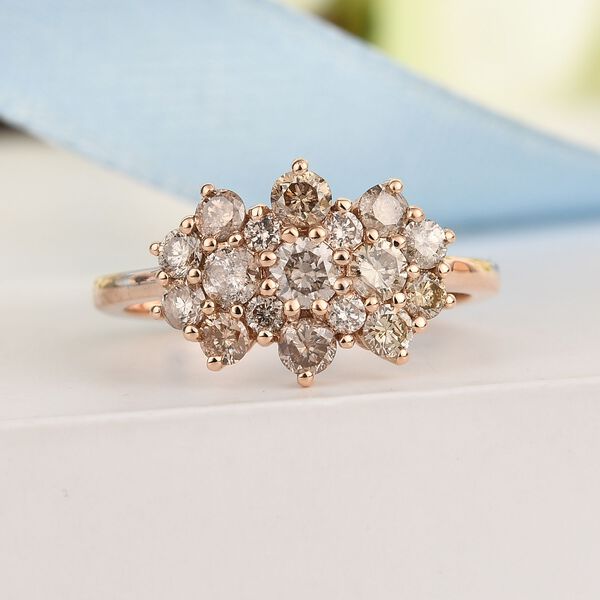 Nat&uuml;rlicher Champagner Diamant zertifiziert I2-I3 Ring 375 Ros&eacute;gold image number 2