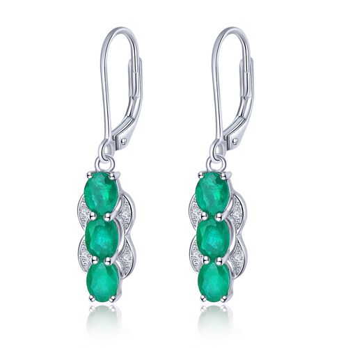 AAA Kagem sambische Smaragd und Zirkon-Ohrringe - 2,04 ct. image number 0