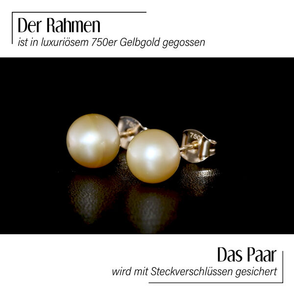 AAA goldene S&uuml;dseeperle-Ohrringe in 750 Gold image number 3