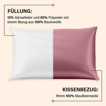 Serenity Night - 100% Maulbeerseide Sommerseidendecke mit Seidenf&uuml;llung Daunenkissen und Seidenkissenbezug Rosa