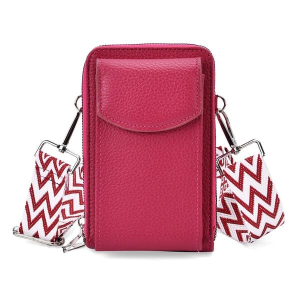 Crossbody-Tasche mit RFID-Schutz, 2 Hauptfächer mit Reißverschluss, 6 Kartenfächer, abnehmbarer Schultergurt, 11x6x17,5 cm, Grün
