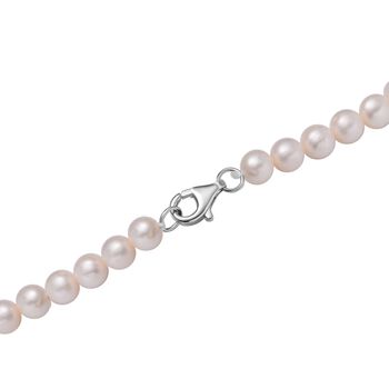 Wei&szlig;e S&uuml;&szlig;wasser Perle Halskette ca. 60 cm 925 Silber rhodiniert