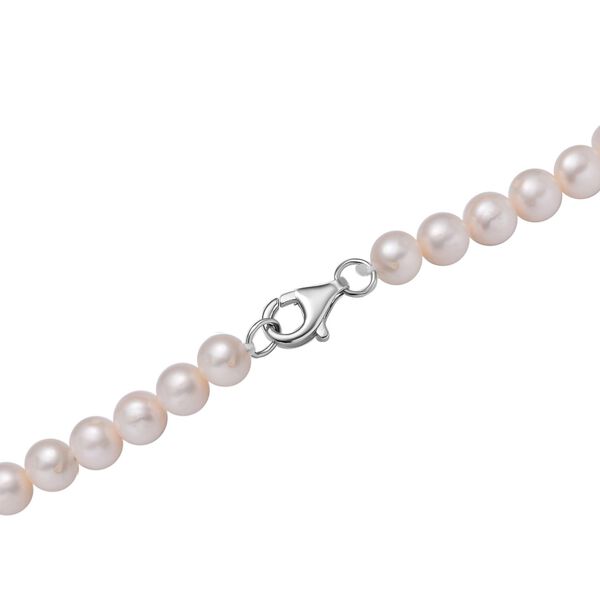Weiße Süßwasser Perle Halskette ca. 60 cm 925 Silber rhodiniert image number 2