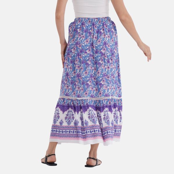 Maxirock mit Blumenprint, 90 cm, Weiß mit floralen Akzenten - Einheitsgröße, lila image number 4