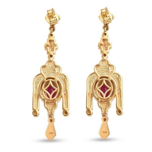 Rubin emaillierte Solit&auml;r-Ohrh&auml;nger in Silber, 2,20 ct. image number 5