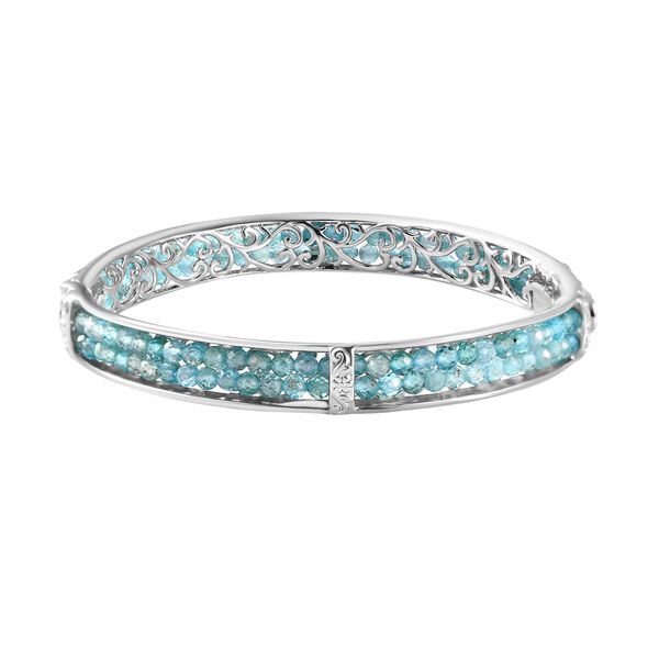 Blauer Apatit Armreif ca. 19 cm Reines Messing ca. 22,00 ct. image number 0