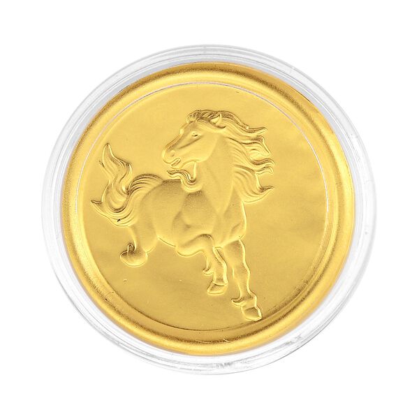 999er Goldm&uuml;nzefolie mit Pferdemotiv und Regenbogen-Designlinie, 100mg image number 2