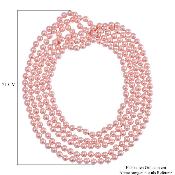 Mehrstr&auml;ngige rosa Muschelkernperlen-Halskette, 255 cm image number 4