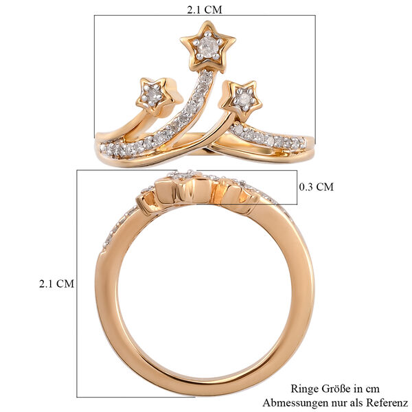 Diamant 3 Stern Ring 925 Silber Gelbgold Vermeil image number 7