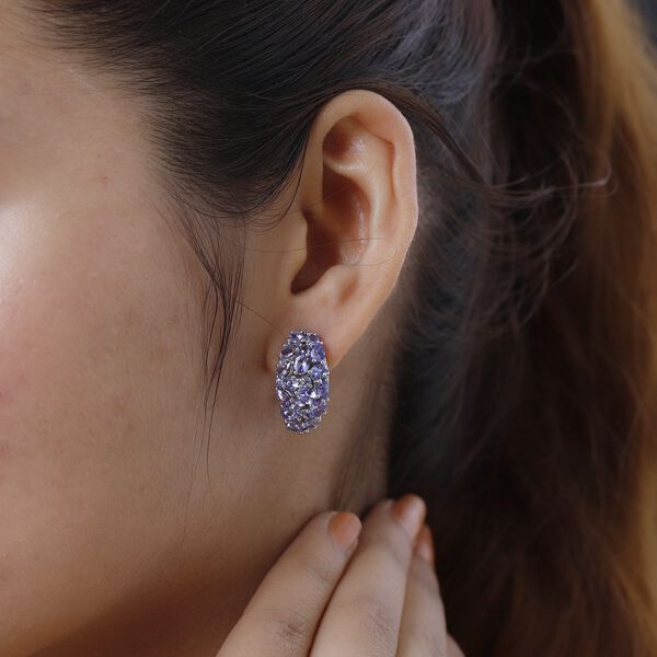 Designer Tansanit-Ohrringe, 925 Silber platiniert, ca. 4.50 ct image number 3