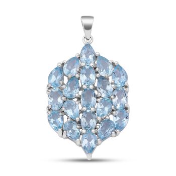 Himmelblauer Topas Anh&auml;nger, 925 Silber platiniert ca. 9,51 ct
