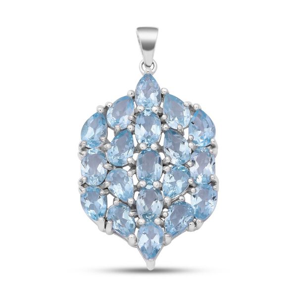 Himmelblauer Topas Anh&auml;nger, 925 Silber platiniert ca. 9,51 ct