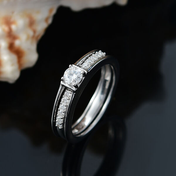 2er-Set Moissanit Ringe, 925 Silber rhodiniert - 0,48 ct. image number 2