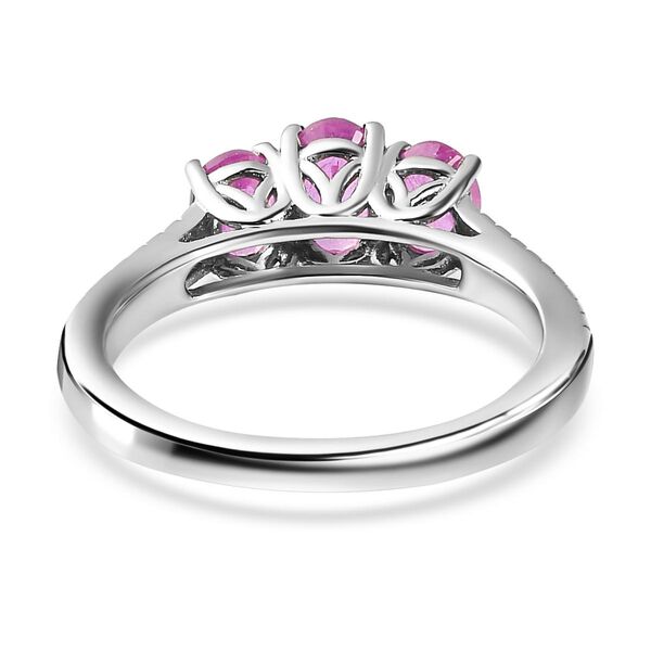 Ilakaka Rosa Saphir-Trilogie-Ring, 925 Silber platiniert, 1,70 ct. image number 6