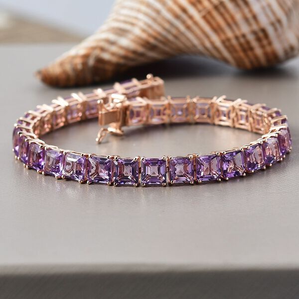 D'Joy AAA Rose De France Amethyst Armband ca. 20 cm 925 Silber 750 Ros&eacute;gold Vermeil ca. 34,38 ct. image number 2