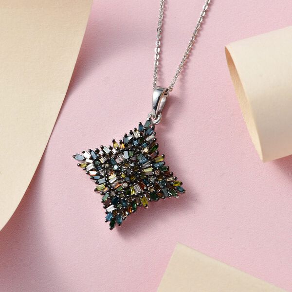 Mehrfarbiger Diamant-Anh&auml;nger mit 50cm Kette - 1 ct. image number 3