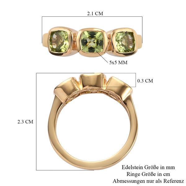 Peridot 3 Stein Ring 925 Silber 585 Vergoldet image number 6