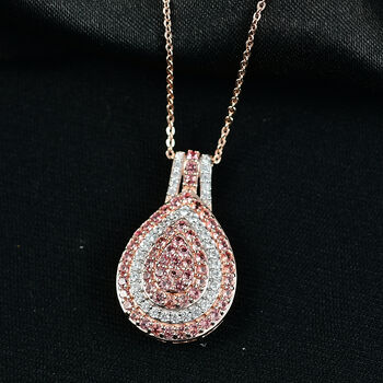 D'Joy AAA Padparadscha Saphir und Zirkon Anh&auml;nger mit 50cm Kette - 1,77 ct.