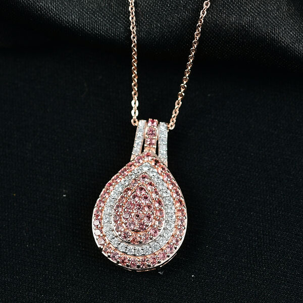 D'Joy AAA Padparadscha Saphir und Zirkon Anh&auml;nger mit 50cm Kette - 1,77 ct. image number 2