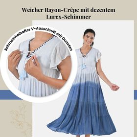 Maxikleid aus Viskose-Crepe mit Lurex, Einheitsgröße, Marineblau