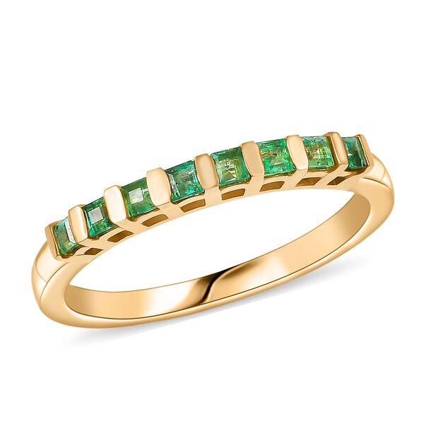 Kagem sambischer Smaragd Ring, 925 Silber 750 Gelbgold Vermeil - 0,39 ct. image number 4