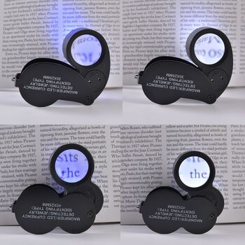 2er-Set Schmucklupen mit LED- und UV Licht,  6,2x3,3x2,2cm 40x Linse und  6,5x3,3x2,7 cm 30x Linse, Schwarz