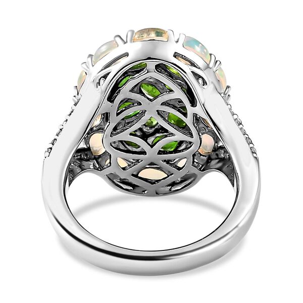 Natürlicher Chromdiopsid und Opal-Ring, 925 Silber platiniert  ca. 3,58 ct image number 6
