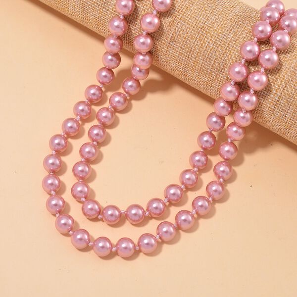 Rosa Muschelkernperlen Halskette, 100 cm image number 2