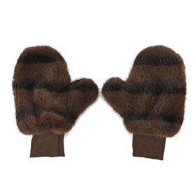 Flauschige Fäustlinge mit Kunstfell und Strickbündchen, Einheitsgröße, Dunkelbraun