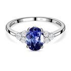 AA Tansanit, Moissanit Ring, 375 Gold (Größe 19.00) ca. 0.77 ct