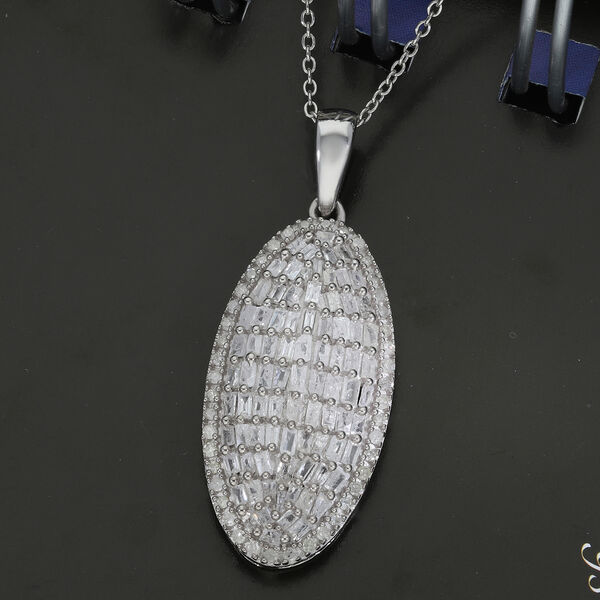 Diamant Cluster Anhänger mit Kette 50 cm 925 platiniert ca. 1,00 ct image number 3