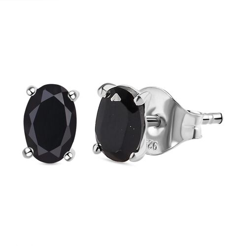 Schwarze Spinell Ohrringe, 925 Silber ca. 1.28 ct image number 0