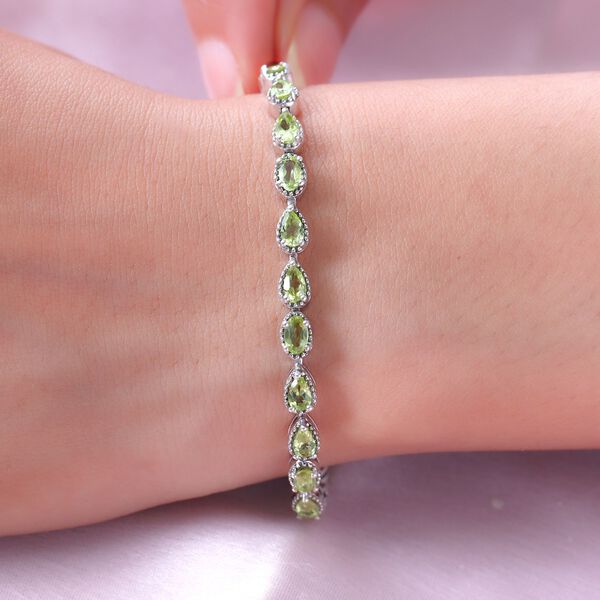 Peridot Armband, ca. 20 cm, 925 Silber platiniert ca. 7,19 ct image number 3