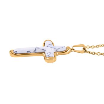 Howlit Halskette ca. 50 cm Reiner Edelstahl IP-Gelbbeschichtung ca. 7,00 ct.